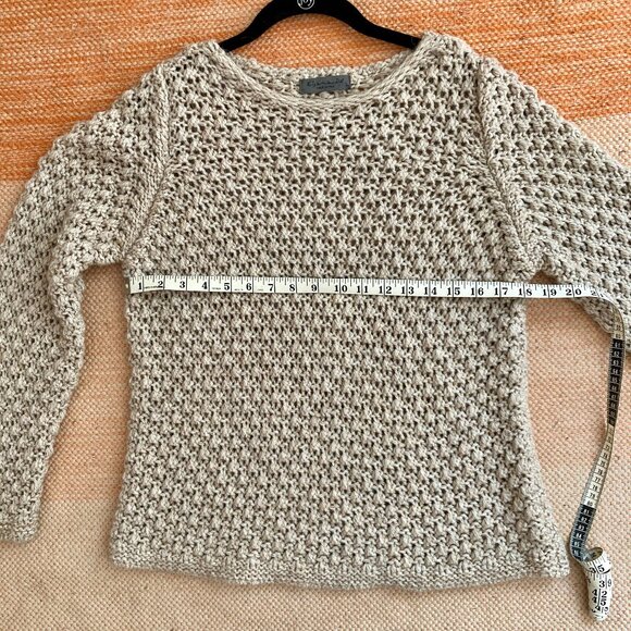 Elsamanda for Anthropologie Cream Open Knit Sequin Sweater Wool/Alpaca L - Picture 4 of 7